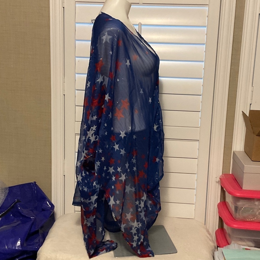Blue Star Patterned Women's Wrap - Picture 2 of 5